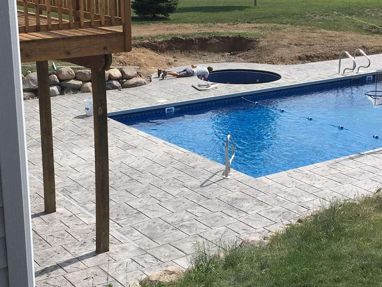 Stamped concrete pool deck Des Moines