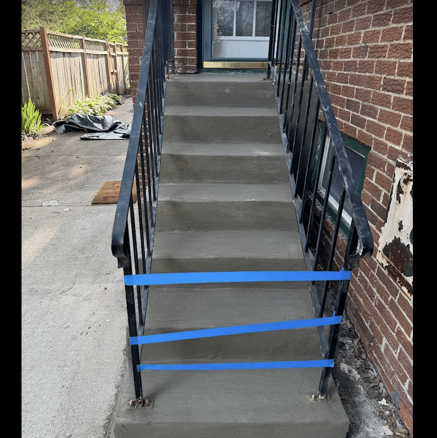 Finished concrete front steps Des Moines Iowa